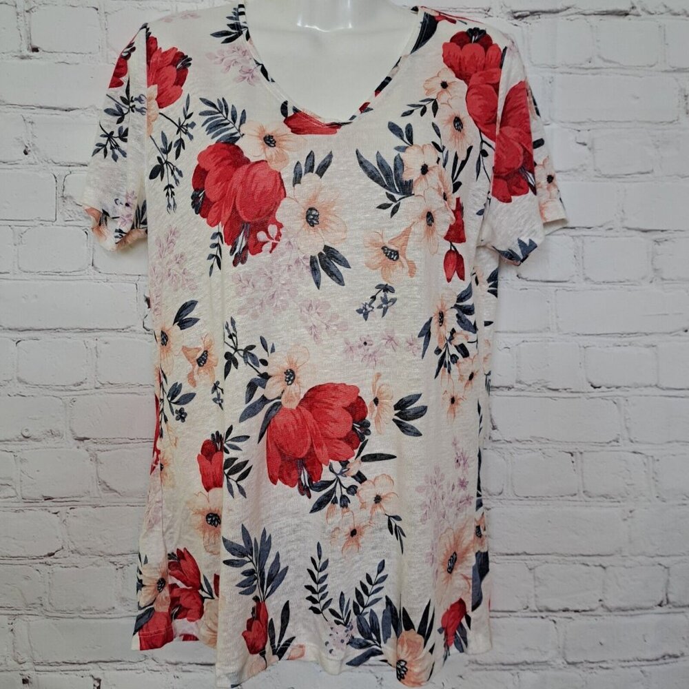 Ann Taylor Floral Linen Top Size Small Petite